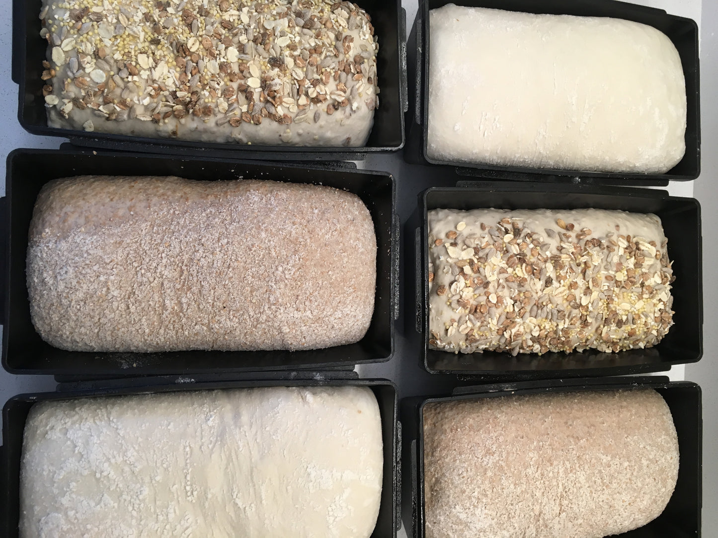 White, wholemeal, seeded bread